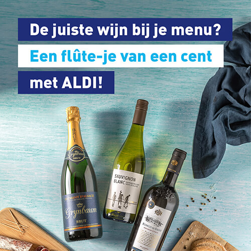 De juiste wijn bij je menu? Een flûte-je van een cent met ALDI!