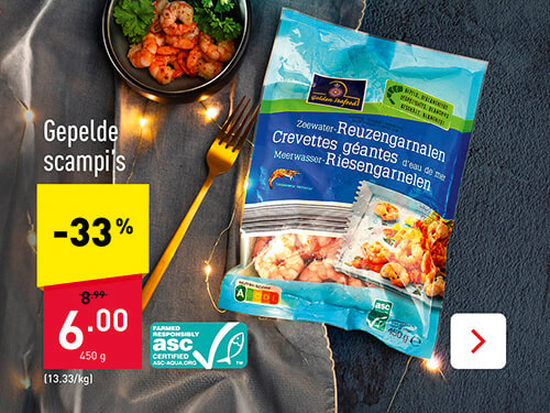 Gepelde scampi's -33 %