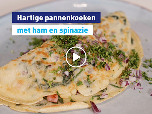 Hartige pannenkoeken met ham en spinazie