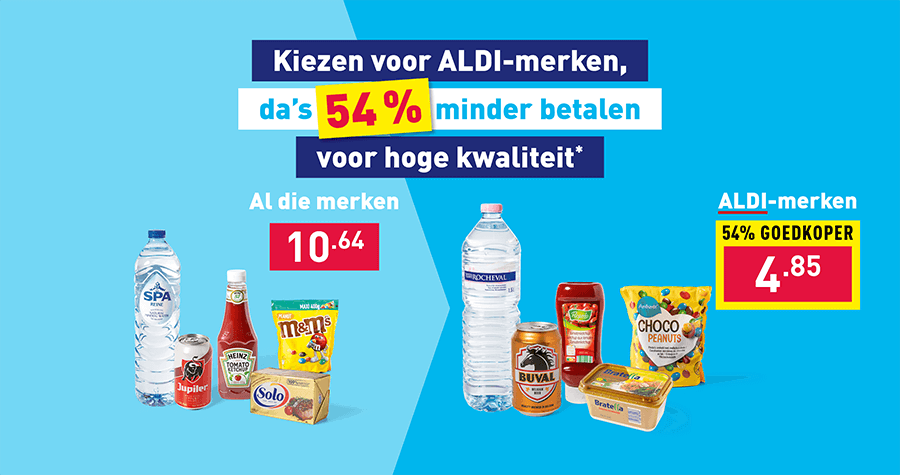 Kiezen voor ALDI-merken, da’s 54 % minder betalen voor meer kwaliteit