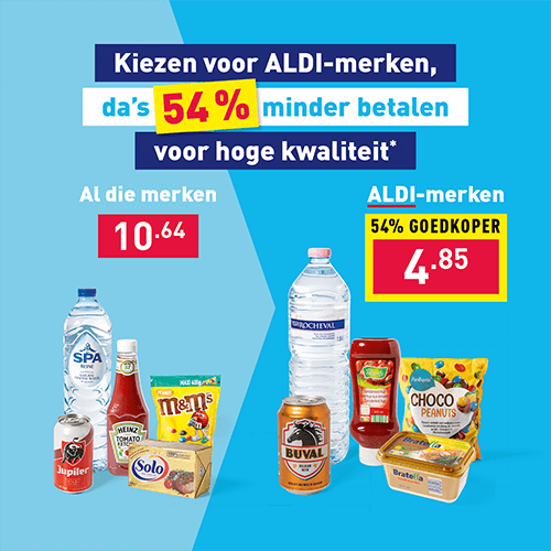 Kiezen voor ALDI-merken, da’s 54 % minder betalen voor meer kwaliteit