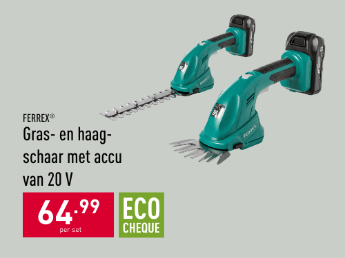 Gras- en haagschaar met accu van 20 V