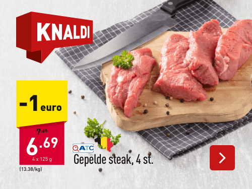 Gepelde steak, 4 st. -1 euro