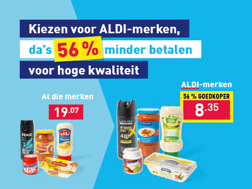 Kiezen voor ALDI-merken, da’s 56 % minder betalen voor hoge kwaliteit