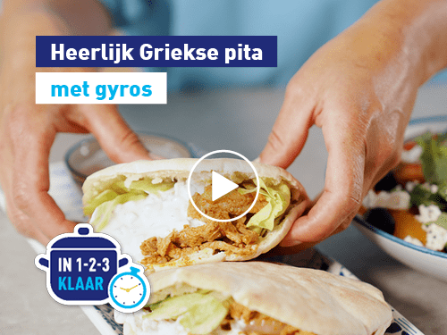 Pita met varkensgyros en tzatziki