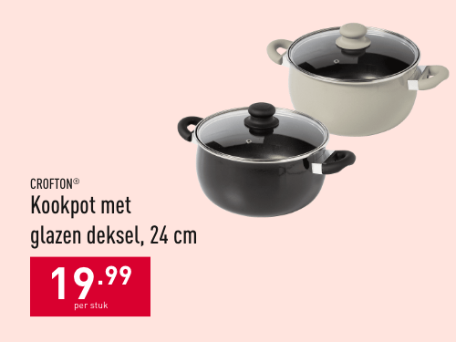 Kookpot met glazen deksel, 24 cm