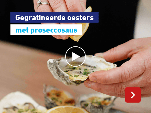 Gegratineerde oesters met proseccosaus